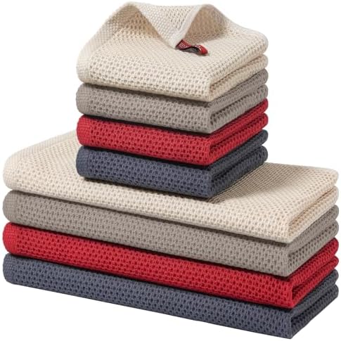 Homaxy 8 Pack 100% Cotton Kitchen Towels and Dishcloths Set, Mixed Color by Homaxy
