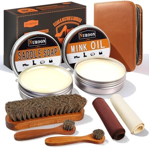 Nuroon Leather Boots Care Kit-3.52oz Saddle Soap+3.52oz Mink Oil by LeatheritemscarePro