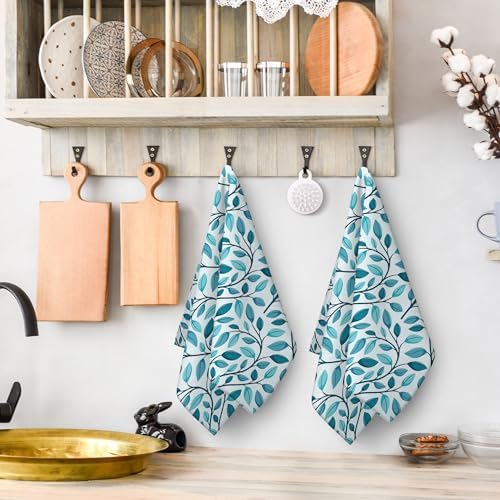 Green Leaves Kitchen Towels Decorative Set 2 Cute Botanic Tea Towel - Image 3