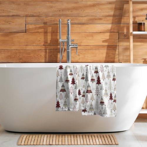 Christmas Tree Bathroom Hand Towels 2PCS 28x14 Inch Christmas Pine Tree Towels - Image 7