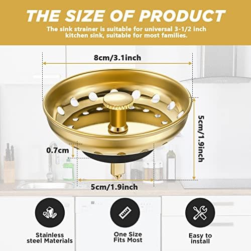 Retisee 2 Pcs Kitchen Sink Stopper Strainer Stainless Steel Drain Strainers - Image 2