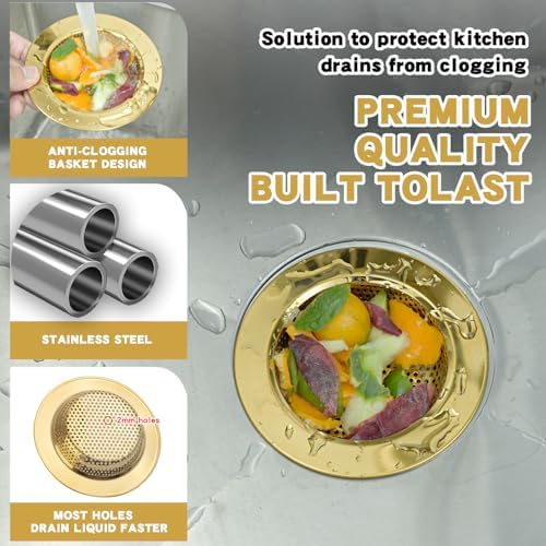 RQYEKDO Kitchen Sink Drain Strainer Stopper Stainless Steel Basket Filter - Image 4