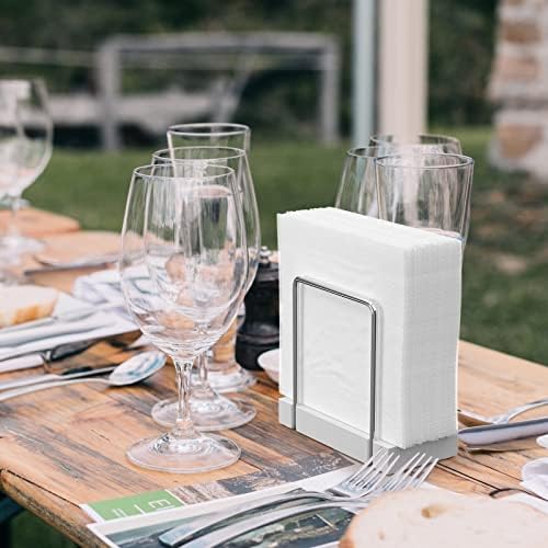 Wican Napkin Holder for Table, Bamboo Iron Standing Napkin Dispenser - Image 4