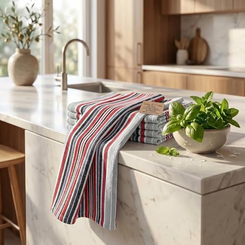 Urban Villa Kitchen Towels Cotton Dish Towels 20”x30” Grey - Image 6