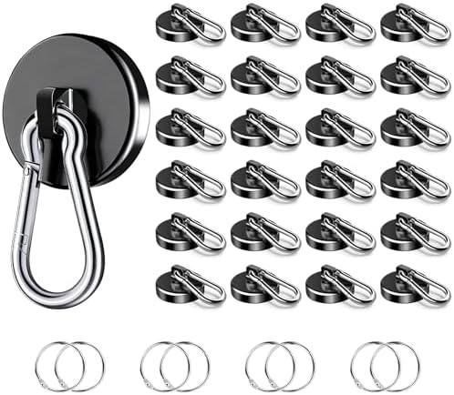 Magnetic Hooks Heavy Duty 150Lbs, 24 Pack Black Super Strong Hooks by VSKIZ