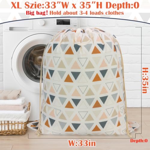 Canvas Laundry Bag 33"Wx 35"H, Heavy Duty Hamper Liner, XL Triangle Pattern - Image 2