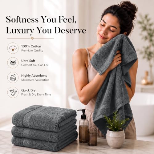 DAN RIVER 600 GSM Cotton Large Bath Towels Set of 4, 27 x 54 Inches - Image 6