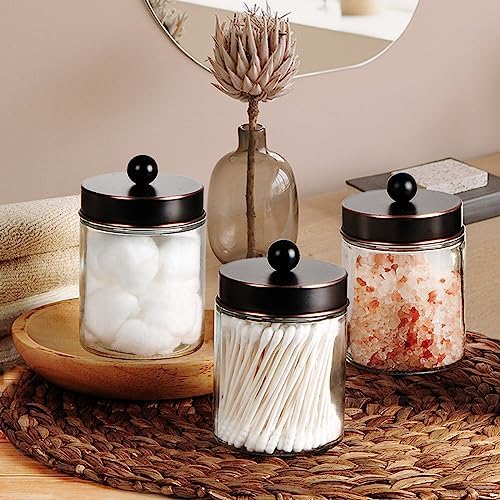 Amolliar Apothecary Jar Bathroom Storage Qtip Holder Glass, ORB 2Pack - Image 3