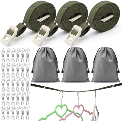 3 Pack Portable Clothesline by Hubeii