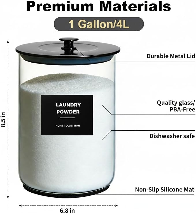 2 Pack 1 Gallon Glass Laundry Detergent Dispenser - Image 2