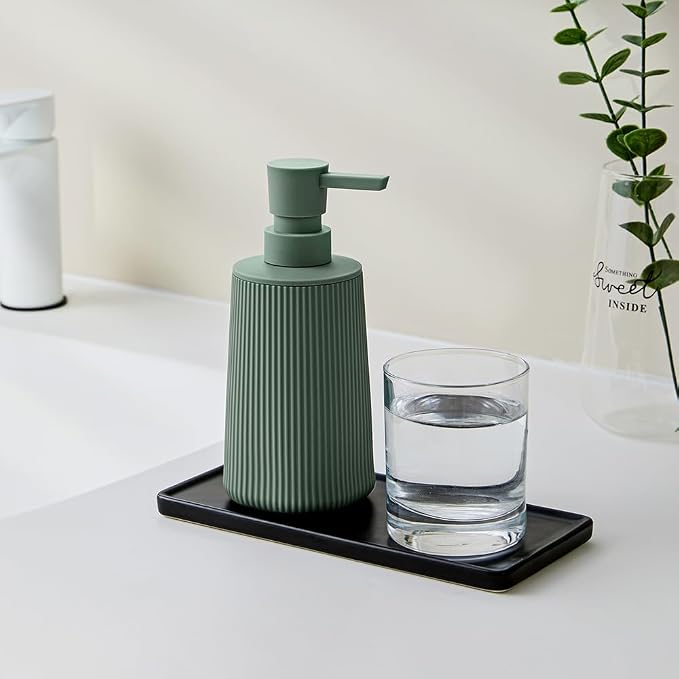 YAUKPH Small Soap Dispenser for Bathroom and Kitchen Matte Green | Modern - Image 2