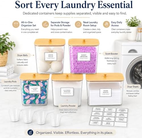 4+1 Pack Laundry Detergent Storage Containers, laundry powder container - Image 4