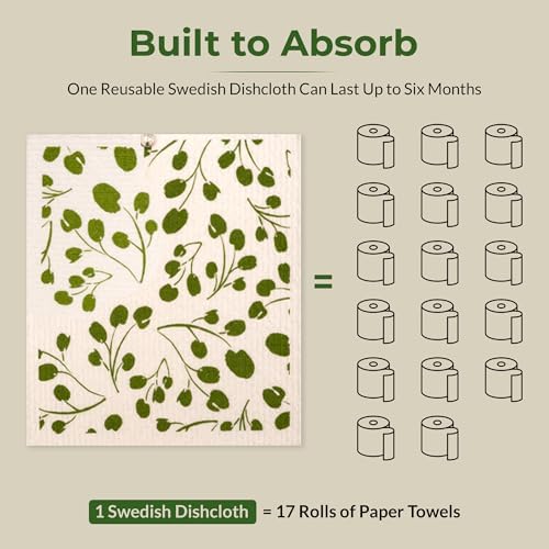 Swedish Dishcloths, Super Absorbent Multi-Surface Cleaning Cloths, 80% Cellulose - Image 2