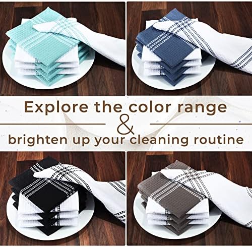Urban Villa Kitchen Towels Cotton Dish Towels 12”x12” Grey White - Image 7