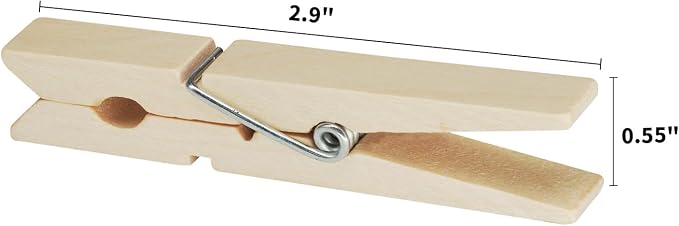 KTOJOY Wooden Clothes Pins, 50 Pack, 2.9 Inch, Large Natural Birchwood Rust - Image 2