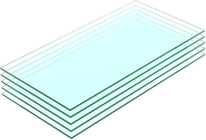 Floating Shelves - Pack of 5 Tempered Glass Shelves, 10" W x 30" L, 3/16" Thick, Polished Edges-– Rectangular Replacement Shelves for Cabinets, Display Cases & Retail Fixtures