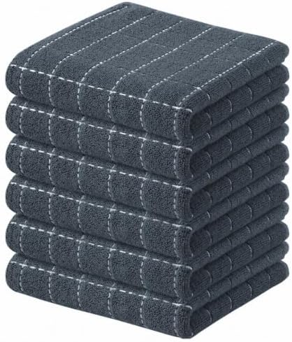Kitinjoy 100% Cotton Terry Kitchen Towels, 13”x 28”, Dark Grey by Kitinjoy