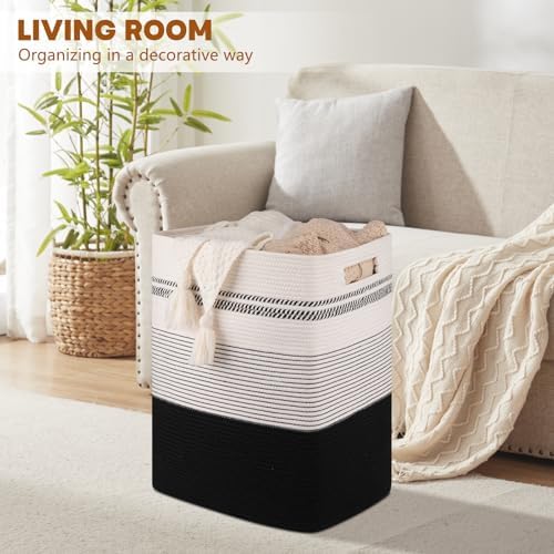 80L Large Cotton Rope Laundry Basket - Image 6