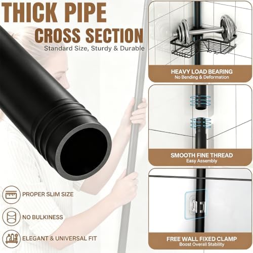DTUQYX Corner Shower Caddy Tension Pole, 4-Tier Adjustable 43.5-120 Inch - Image 5