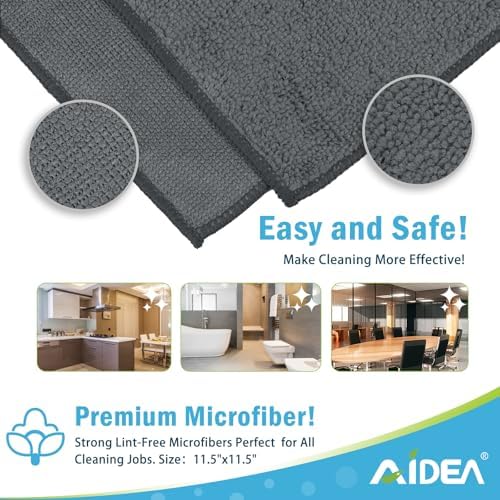 AIDEA Microfiber Cleaning Cloth Grey 50PK, Microfiber Towels 11.5×11.5" - Image 7
