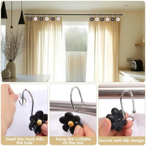 3D Floral Shower Curtain Hooks, Living Room Fun Home Decor - Image 4