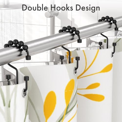 Bathway Black Shower Curtain Hooks Ring, Rust Proof Metal Shower Hooks - Image 3