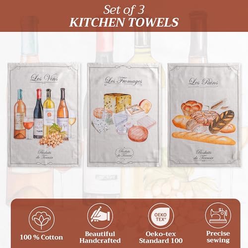 Maison d' Hermine Kitchen Towels Set of 3 Reusable 100% Cotton 27.50" x 20" - Image 2