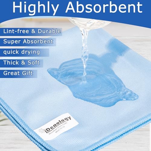 iDeaology 10 Pack XL Streak Free Premium Microfiber Glass Cleaning Cloth - Image 2