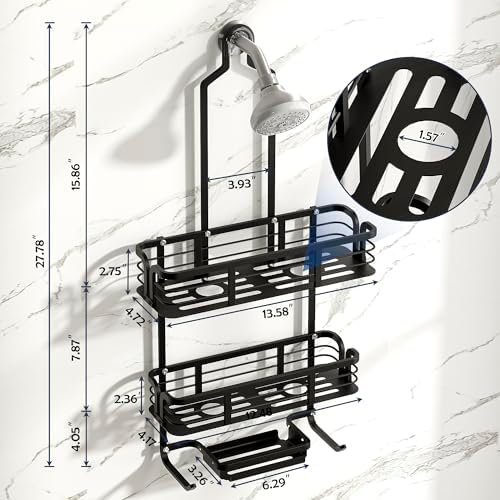 Shower Caddy Hanging, Never Rust Aluminum Shower Organizer, Over Showerhead No - Image 7