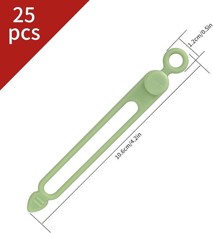 25 Pcs Silicone Cable Ties, Reusable Cable Straps Wire Organizer. | Cable - Image 2