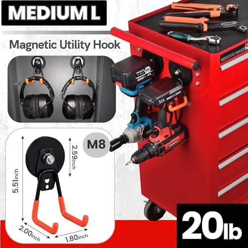 ULIBERMAGNET Heavy Duty Magnetic Garage Hooks, 12 Pack Strong Large Magnet Hooks - Image 4