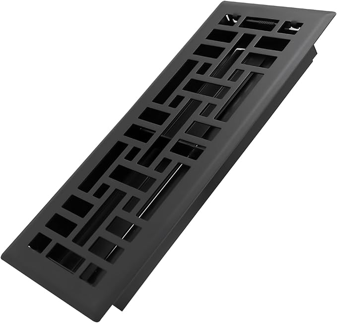 4x12 Inches Heavy Duty Walkable Floor Register Easy Adjust Air Supply Lever Floor Vents - Seattle Design - Vent Cover for Home Floor - Matte Black