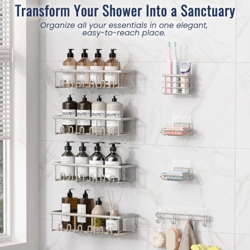 8 Pack Adhesive Rustproof Shower Caddy - Image 3