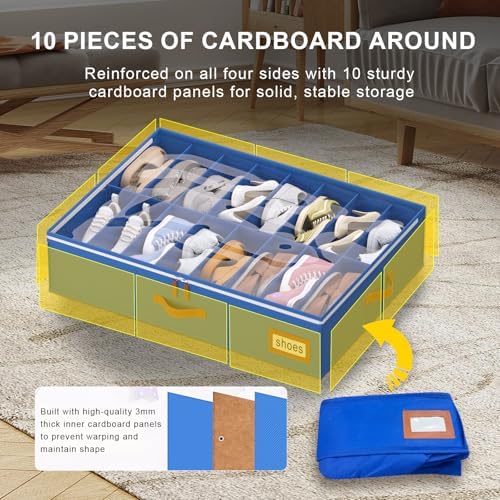 homyfort Shoe Organizer Under Bed, Fits 32 Pairs, Under bed Shoe Storage Boxes - Image 5