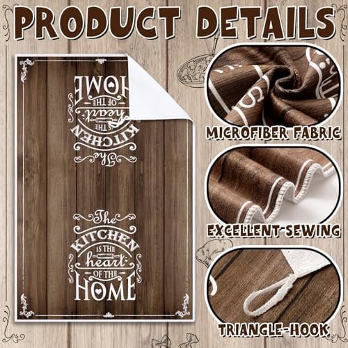 Bencailor 6 Pcs Brown Kitchen Towels Decorative Sets Dish Towels Absorbent Fast - Image 5