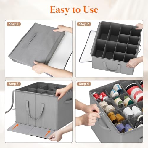 Lifewit Shoe Storage Organizer for Closet, Holder Box, 2 Pack, Light Gray - Image 6