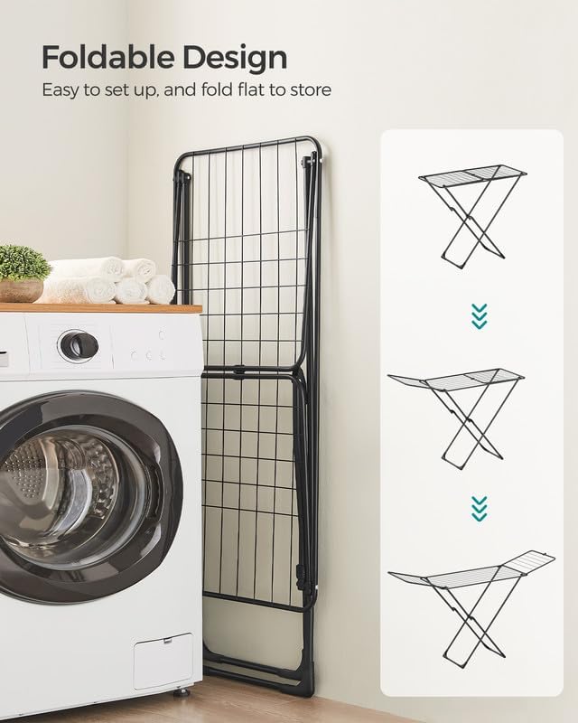 SONGMICS Clothes Drying Rack, Heavy Duty, 2 Gullwings | Laundry Drying Rack - Image 4