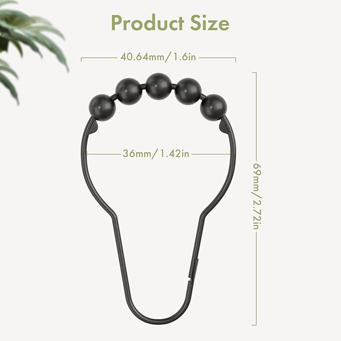 Black Shower Curtain Hooks, Decorative Shower Curtain Hooks, Shower Hooks - Image 3