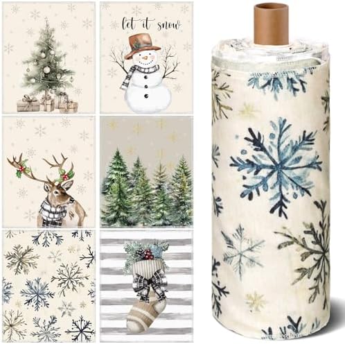 Mindsoft 36 Pcs Christmas Reusable Paper Towels Rolls Washable Bulk Winter by Mindsoft