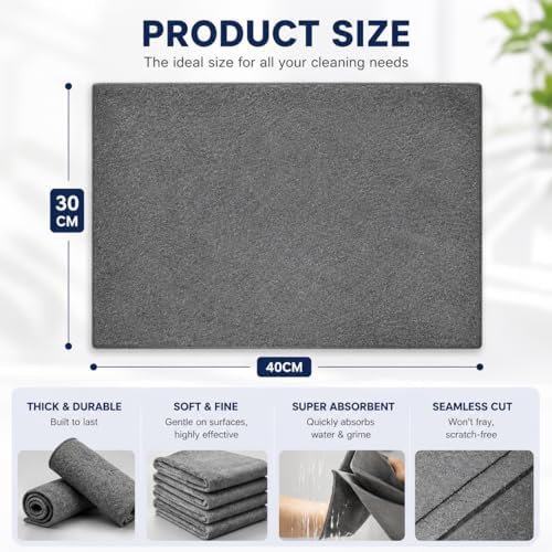 8 Pack Thickened Magic Cleaning Cloths, 30x40cm Reusable Microfiber Cleaning - Image 2