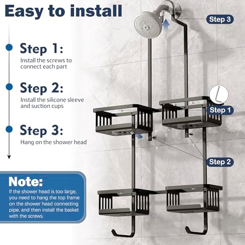 Aluminum Shower Caddy Hanging for Handheld Showerheads, Never Rust Shower - Image 5