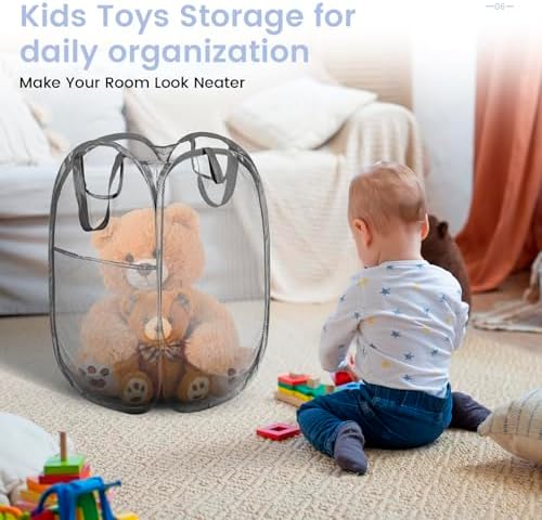 HOUSE AGAIN 2Pack Strong Mesh Pop Up Laundry Hamper, 70L Collapsible Laundry - Image 6