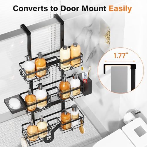 Shower Caddy Hanging, Adjustable Bathroom Organizer 3 Tier Shelf Rustproof - Image 2
