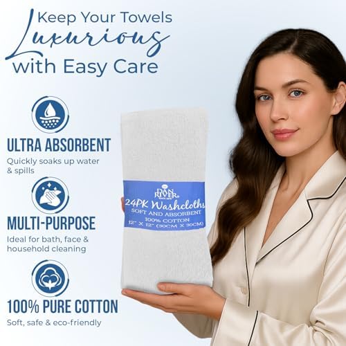 DAN RIVER 24 Pack Cotton Wash Cloths Set - Image 4