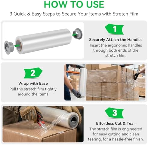 18in Stretch Wrap Roll, Heavy Duty 1500ft Shrink Wrap, 4 Pack - Image 4