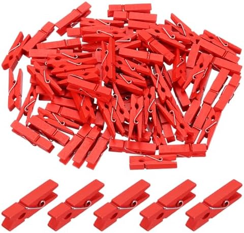 uxcell 200 Pcs Wooden Clothespins, 1.4 Inch Clothes Pins Wooden Colored Small by uxcell