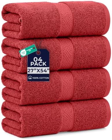 DAN RIVER 600 GSM Cotton Large Bath Towels Set of 4, 27 x 54 Inches by DanRiver