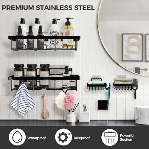 Shower Shelves, Adhesive Shower Caddy Storage Organizer 4-Pack - Image 2