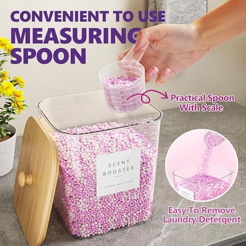 Moforoco 4+1 Pack Bamboo Laundry Pods Container, Acrylic Clear Laundry Room - Image 3