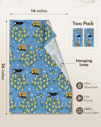 Miss Adola Flour Sack Kitchen Towels Set of 2, Lemon Grove Cat - Image 5